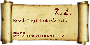 Kozányi Lukrécia névjegykártya