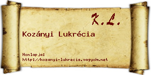 Kozányi Lukrécia névjegykártya